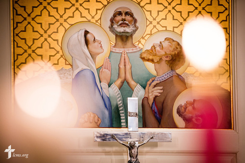 The altar and crucifix at Village Lutheran Church on Wednesday, Dec. 10, 2015, in Ladue, Mo. LCMS Communications/Erik M. Lunsford