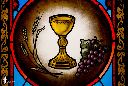 Stained glass with the Sacrament at St. Thomas Lutheran Church, Baltimore, on Saturday, March 24, 2018. LCMS Communications/Erik M. Lunsford