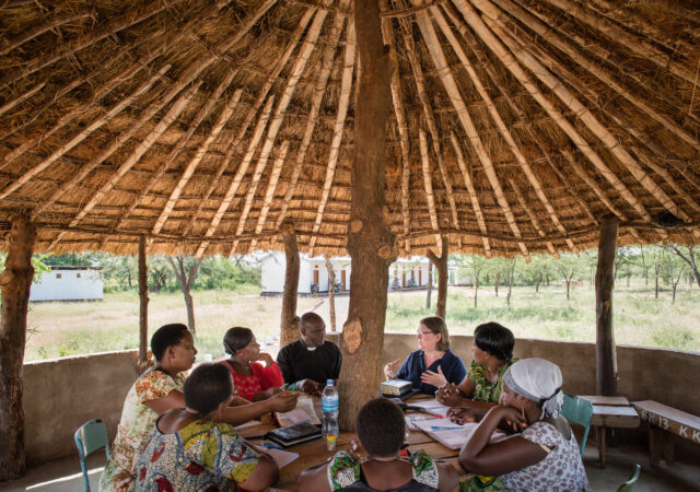 Deaconess Amy Rast, associate director of deaconess formation at Concordia Theological Seminary, Fort Wayne, Ind., teaches deaconess students at the Evangelical Lutheran Church in Tanzania – South-East of Lake Victoria Diocese (ELCT-SELVD) Bishop Emmanuel Makala Training Center on Friday, March 13, 2015, in Shinyanga, Tanzania. LCMS Communications/Erik M. Lunsford