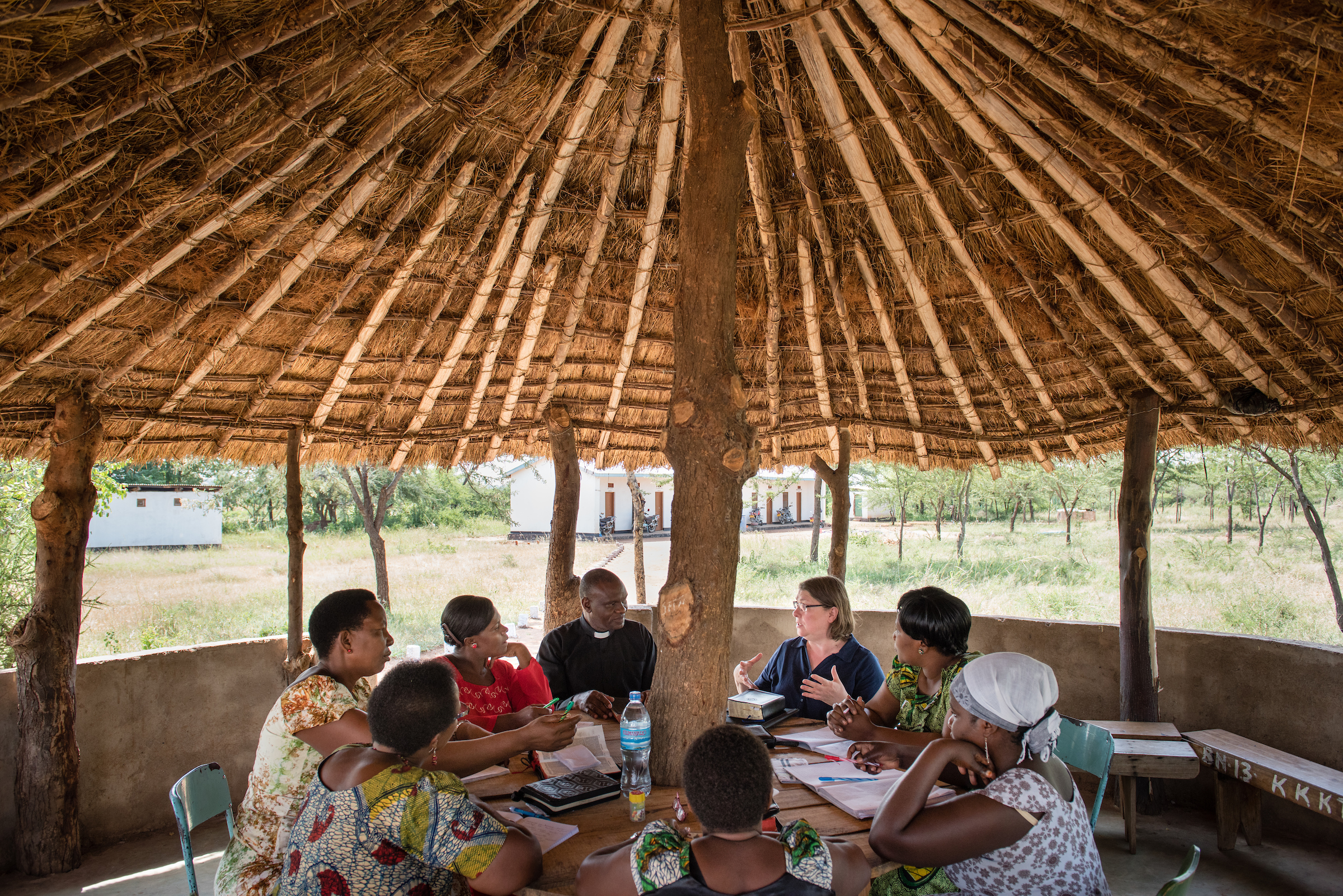 Deaconess Amy Rast, associate director of deaconess formation at Concordia Theological Seminary, Fort Wayne, Ind., teaches deaconess students at the Evangelical Lutheran Church in Tanzania – South-East of Lake Victoria Diocese (ELCT-SELVD) Bishop Emmanuel Makala Training Center on Friday, March 13, 2015, in Shinyanga, Tanzania. LCMS Communications/Erik M. Lunsford