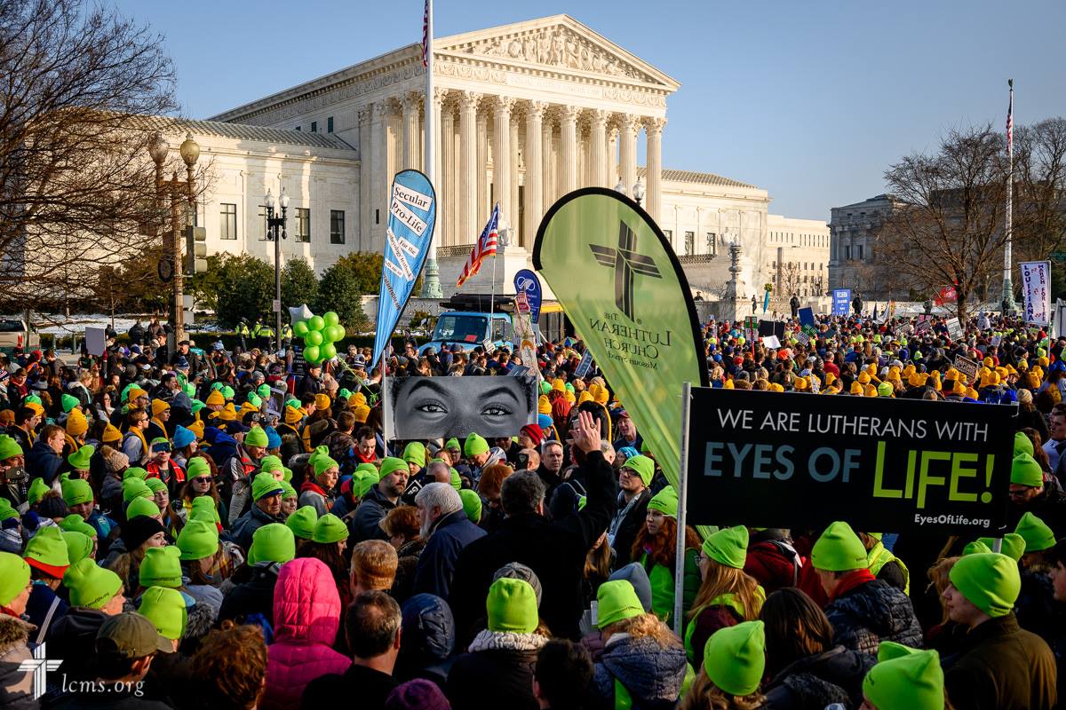 Lutherans gather in front of the U.S. Supreme Court following the March for Life 2019 on Friday, Jan. 18, 2019, in Washington, D.C. LCMS Communications/Erik M. Lunsford