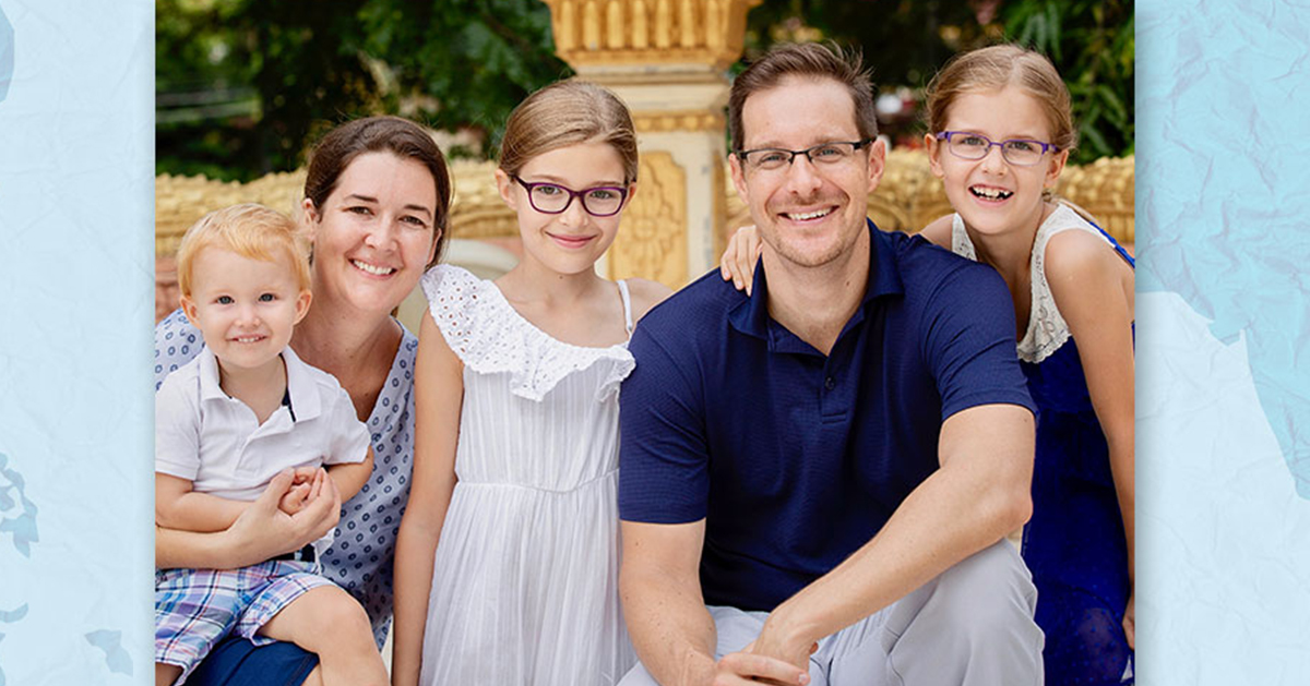 J.P. and Aimee Cima, with their three children, who serve the Lord in the Kingdom of Cambodia.