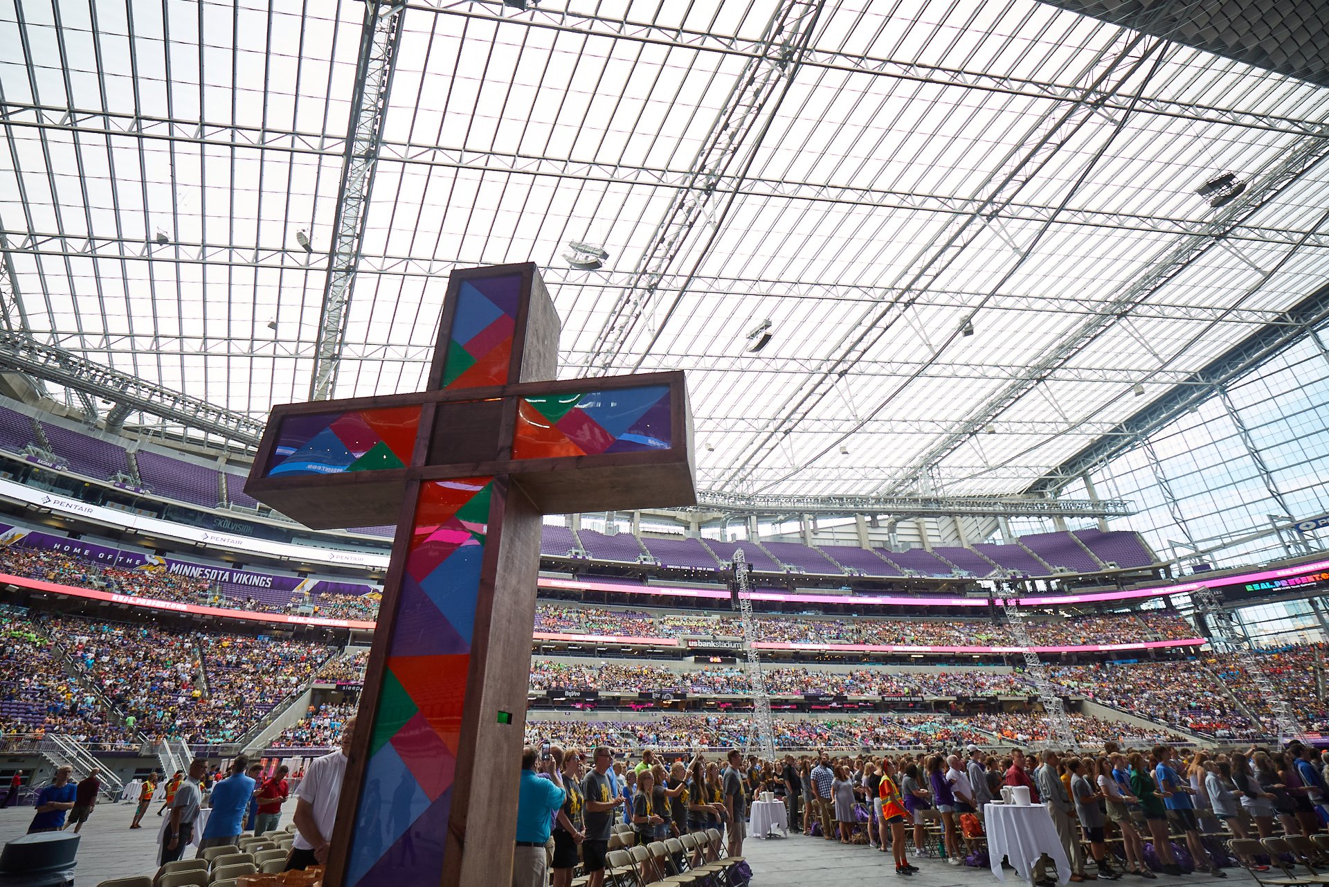Lutheran youth and adults gather at US Bank Stadium in Minneapolis, Minnesota, for the final Divine Service at the 2019 LCMS National Youth Gathering. LCMS Youth Ministry